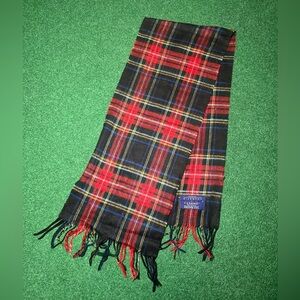 Vintage Givenchy Monsieur Cashme fringed scarf 80s 90s Designer Acrylic Plaid